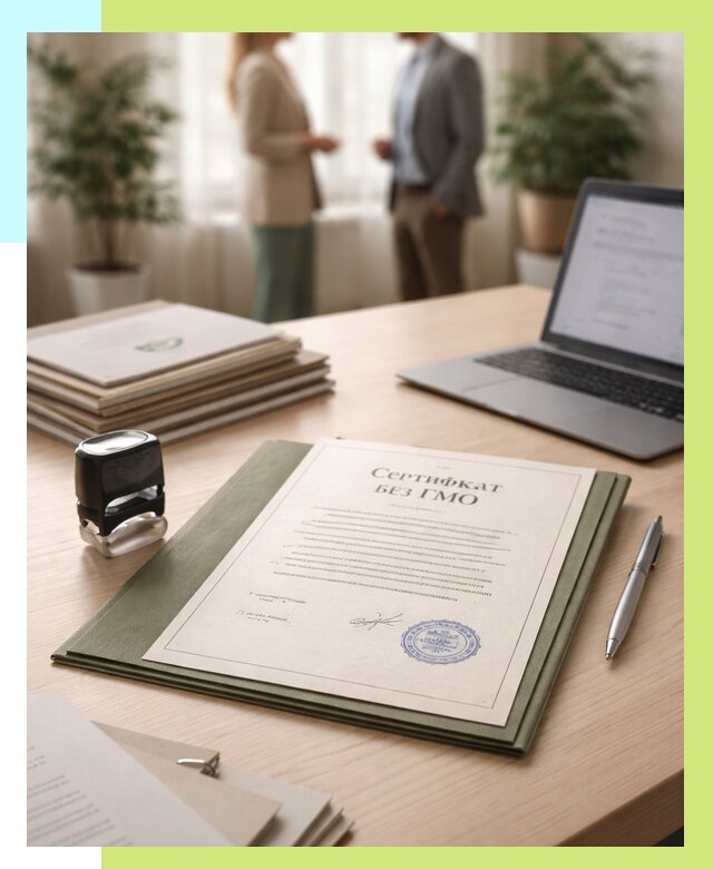 Сертификат без ГМО в Юбилейном от 7727 р. оформить срочно Алешин-Юбл